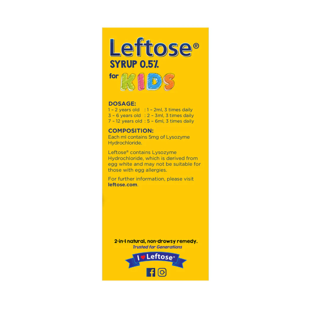 Leftose Syrup For Kids 100ml - Keystone Clinic & Surgery