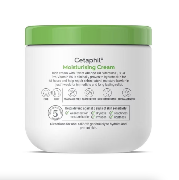 Cetaphil Moisturizing Cream Face and Body Moisturizer (For Dry and Sensitive Skin) 453g - Image 2