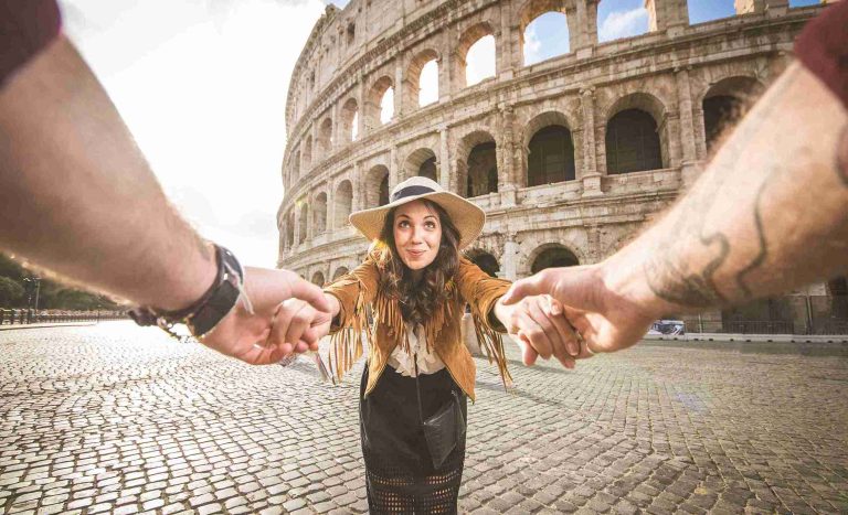 Couple travelling to Rome.