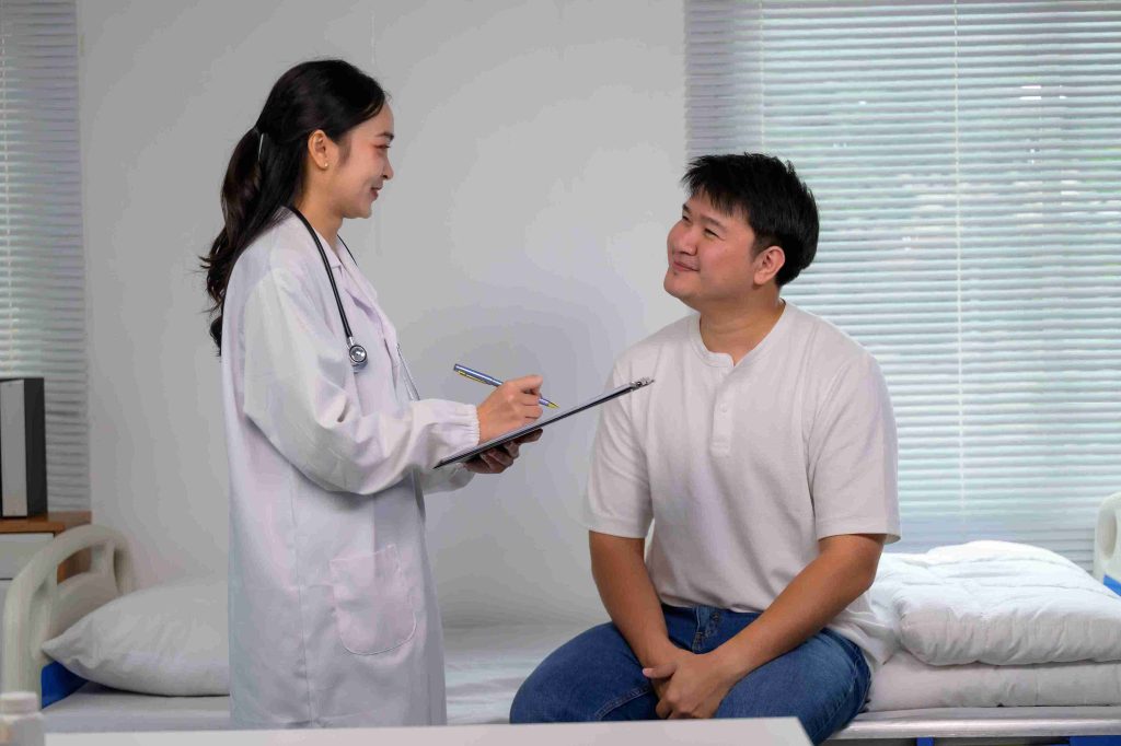 Female doctor speaking with her patient.