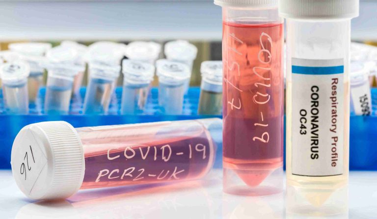 An image of COVID-19 vials.