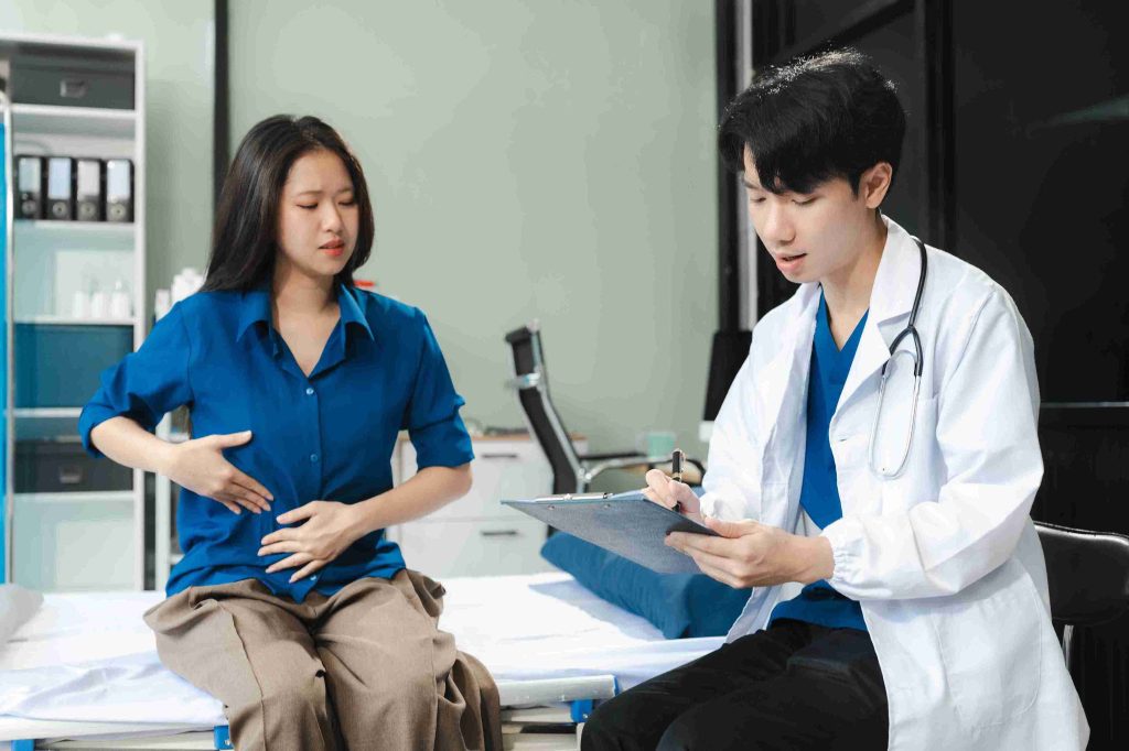Woman consulting her doctor in the clinic.
