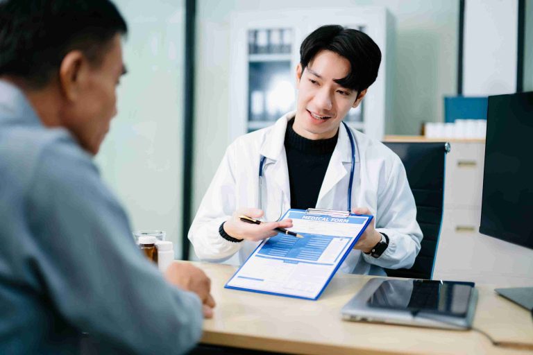 Doctor explaining things to a patient.